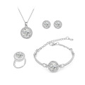 Set ear stud ring bracelet necklace 4 pieces set simple classic zircon ladies ad jewelry sets